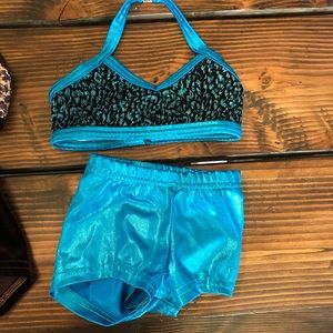 Two piece dance wear set.